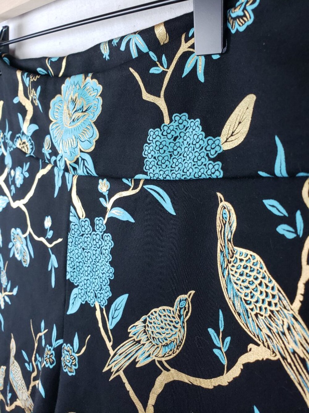 Soft Surroundings Chinoiserie Pants Ponte Foil Printed Floral Birds Boho size XL - Picture 7 of 11